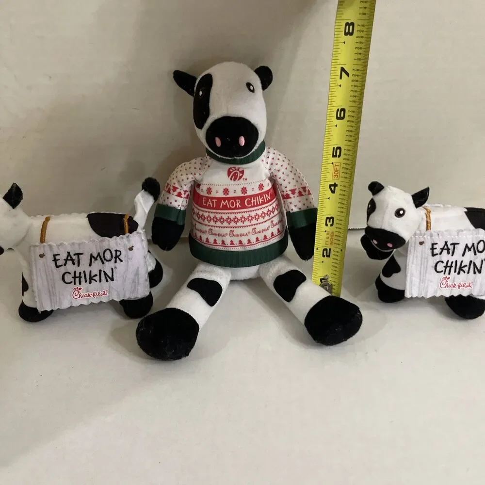 Lot Of 3 Chickfilla Eat More Chicken Cow Plush Advertising Stuffed Animals